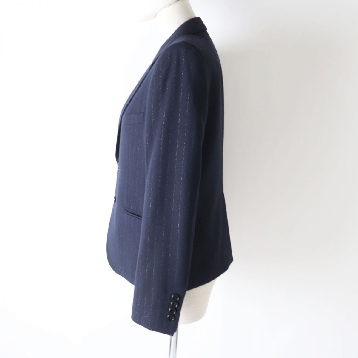 CELINE Women's Wool Jacket Navy Stripe 36