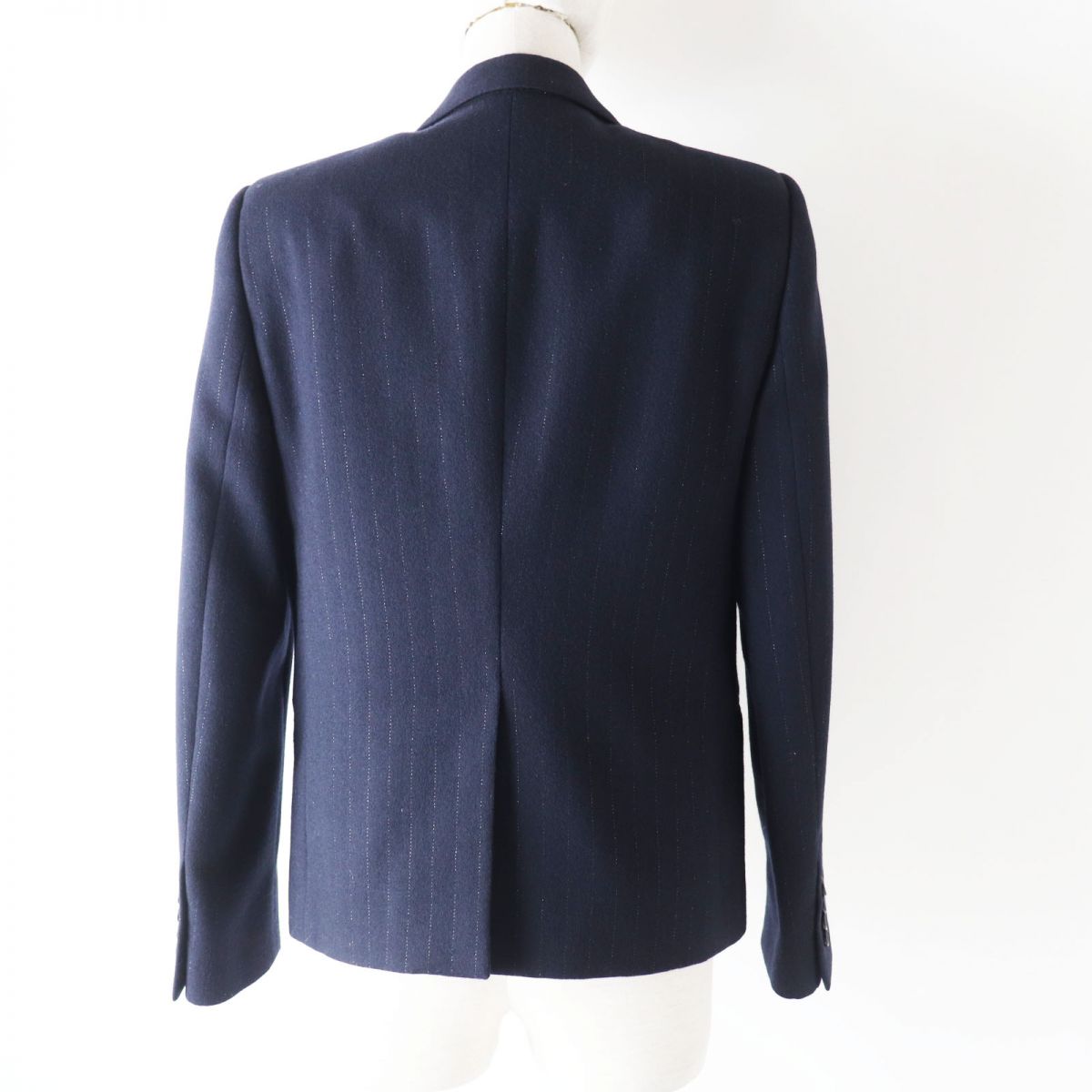 CELINE Women's Wool Jacket Navy Stripe 36