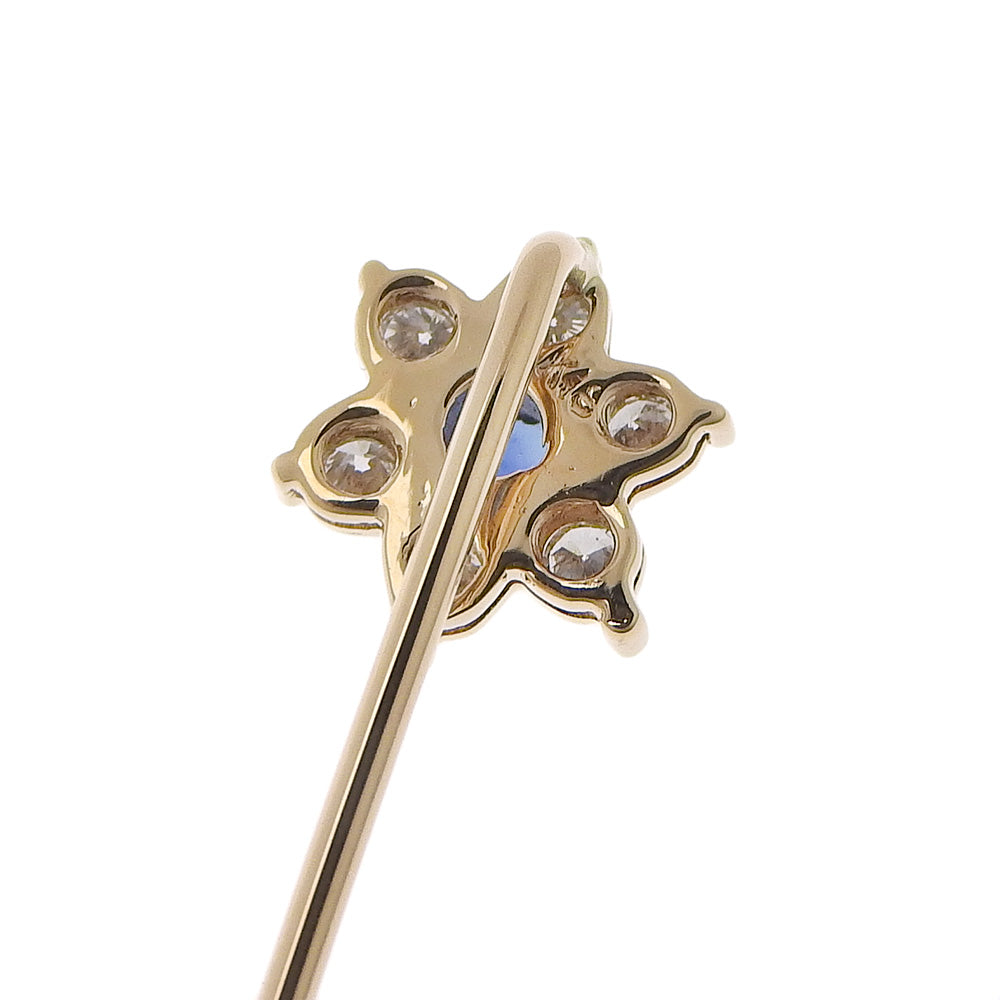 K18 Gold Sapphire Diamond Pin Brooch