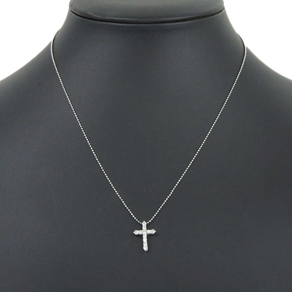 [LuxUness]  Cross Necklace, Platinum Pt900, Platinum Pt850, Diamond 0.30, Women's SA Grade (used) Metal Necklace in Excellent condition