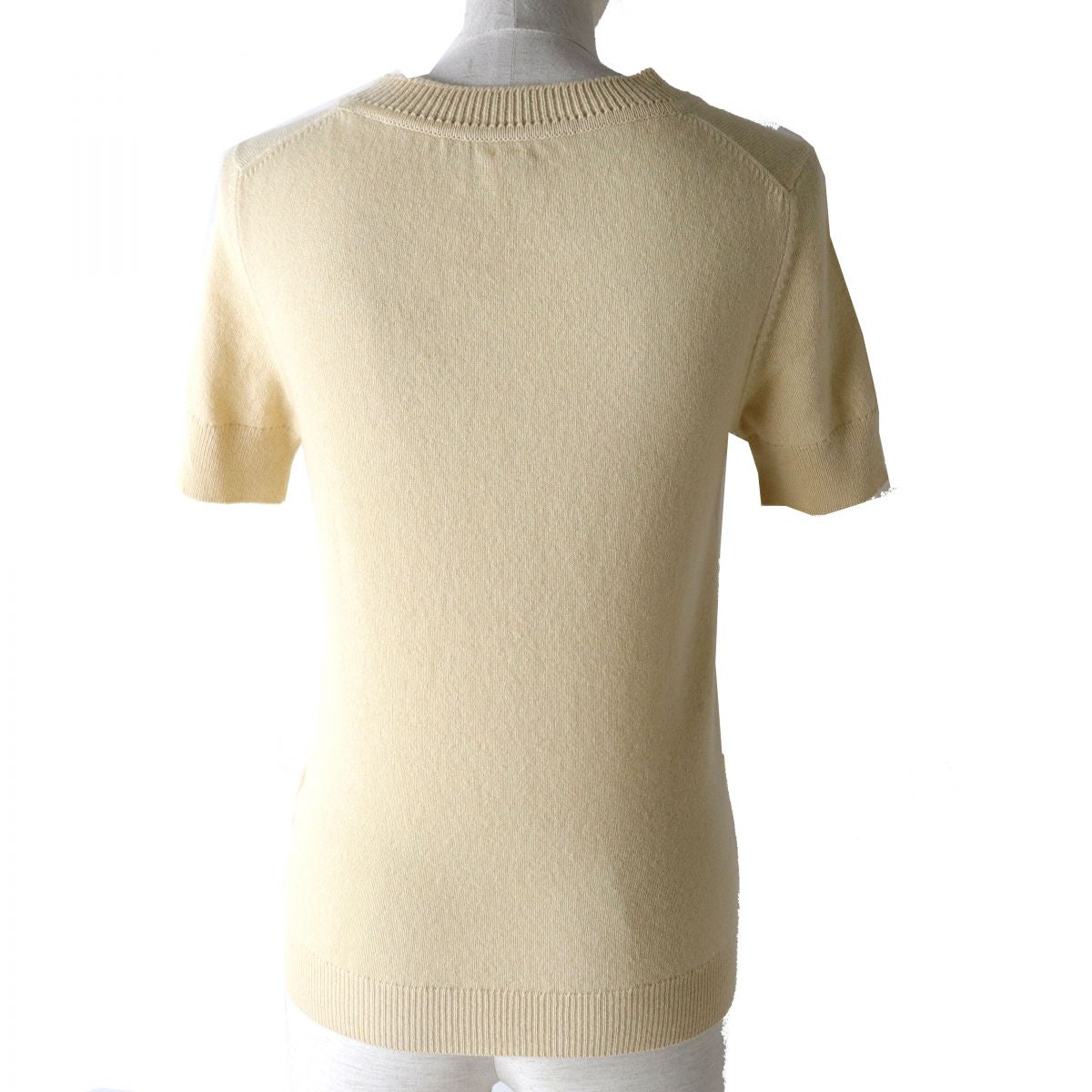 Hermes Cashmere Short Sleeve Knit Pullover Beige