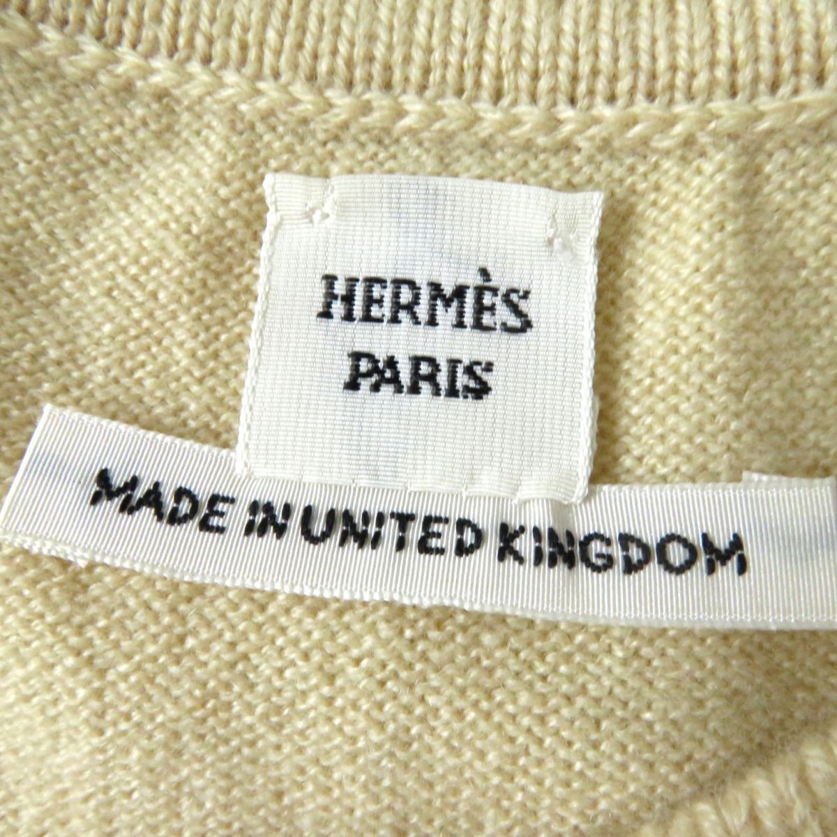 Hermes Cashmere Short Sleeve Knit Pullover Beige