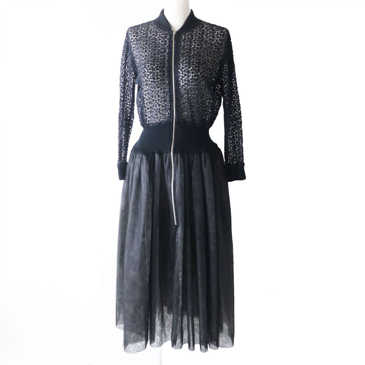 Jean Paul Gaultier Vintage Knit Tulle Dress Black