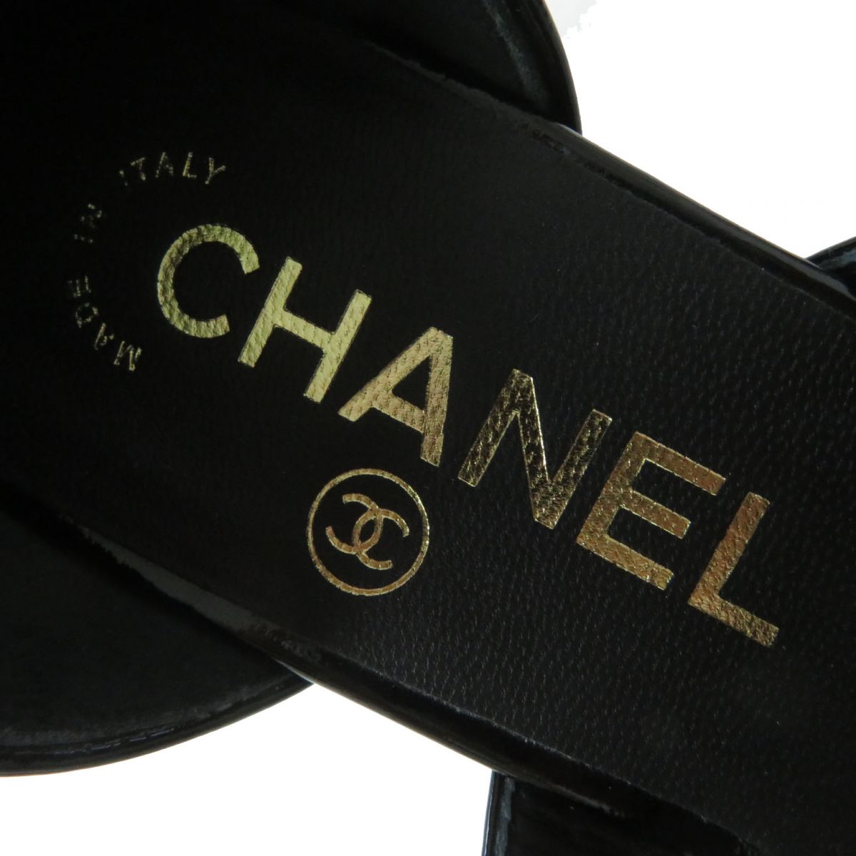 Chanel Patent Leather Sandals COCO Markx Logo