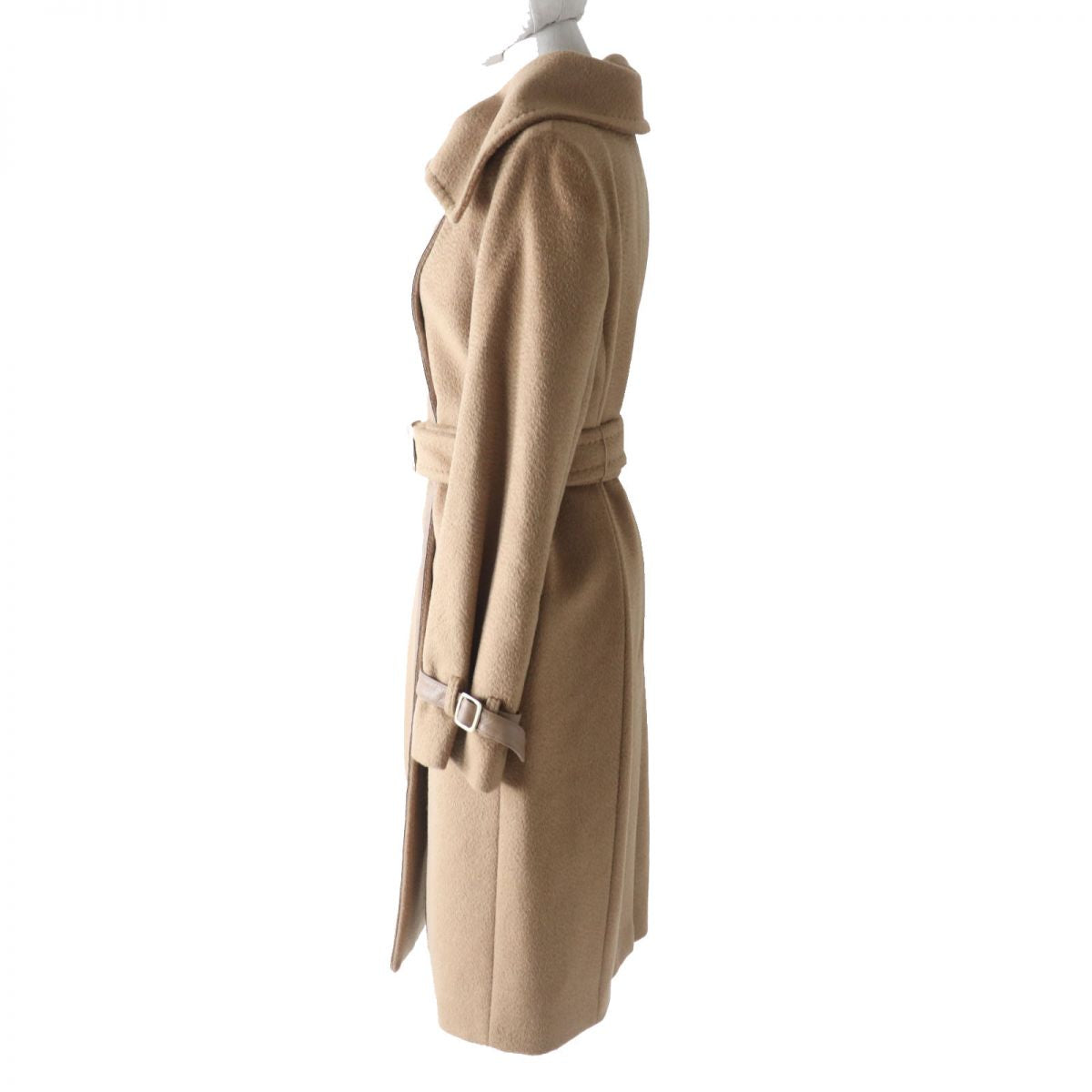 MaxMara Women's Camel Leather Belted Long Coat