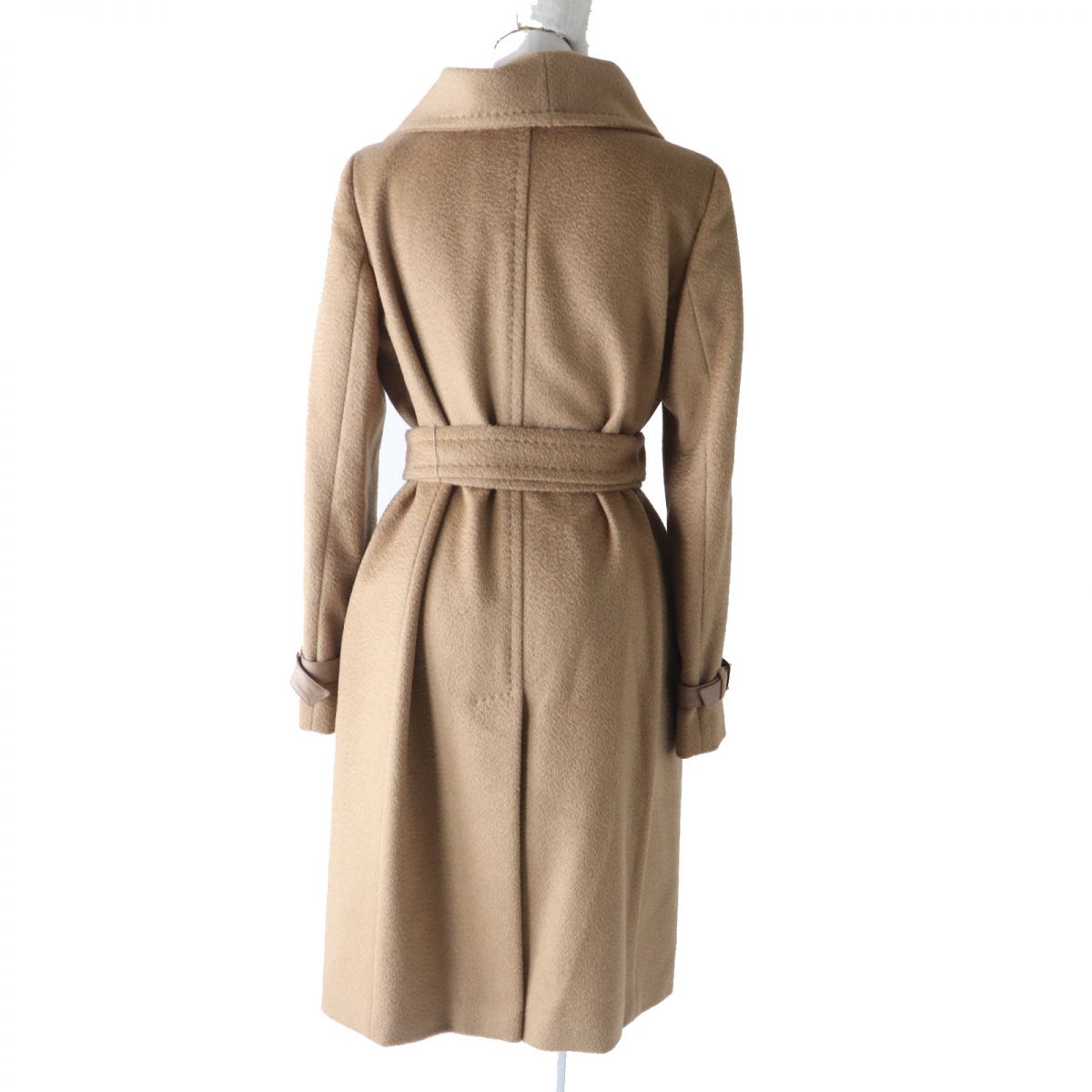 MaxMara Women's Camel Leather Belted Long Coat