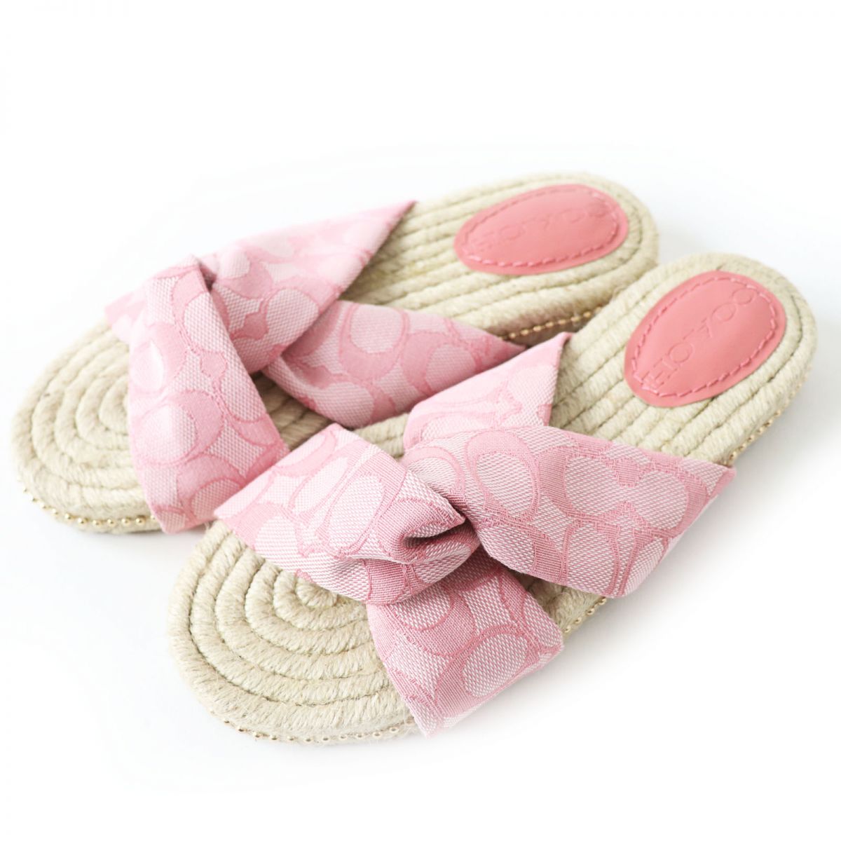 COACH Espadrille Flat Jute Sandals Pink 5.5