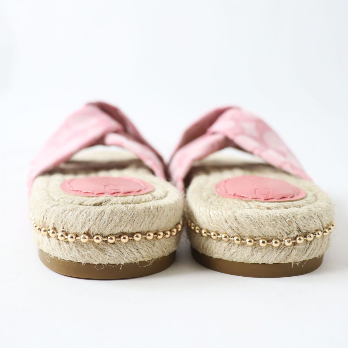 COACH Espadrille Flat Jute Sandals Pink 5.5