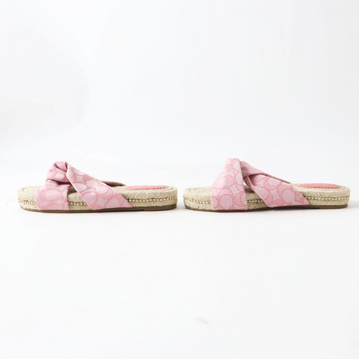 COACH Espadrille Flat Jute Sandals Pink 5.5