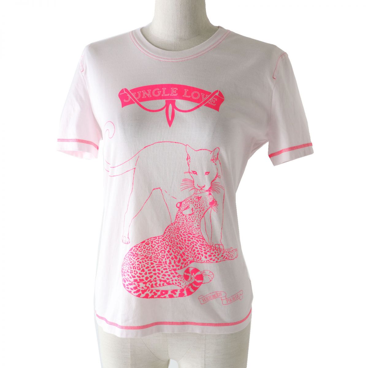 Hermes Jungle Love Cotton T-shirt Neon Pink