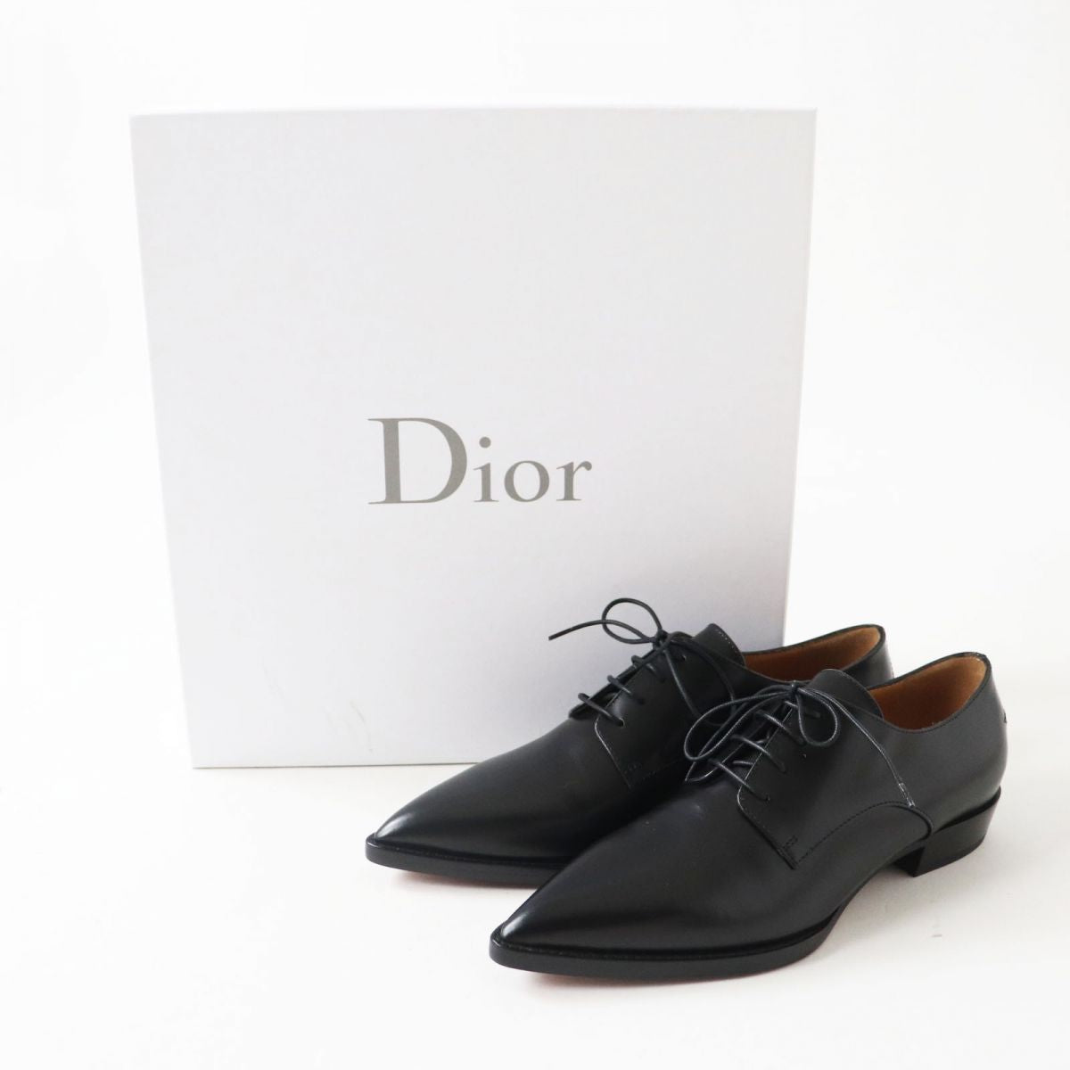 Dior Leather Lace-up Shoes Black 36