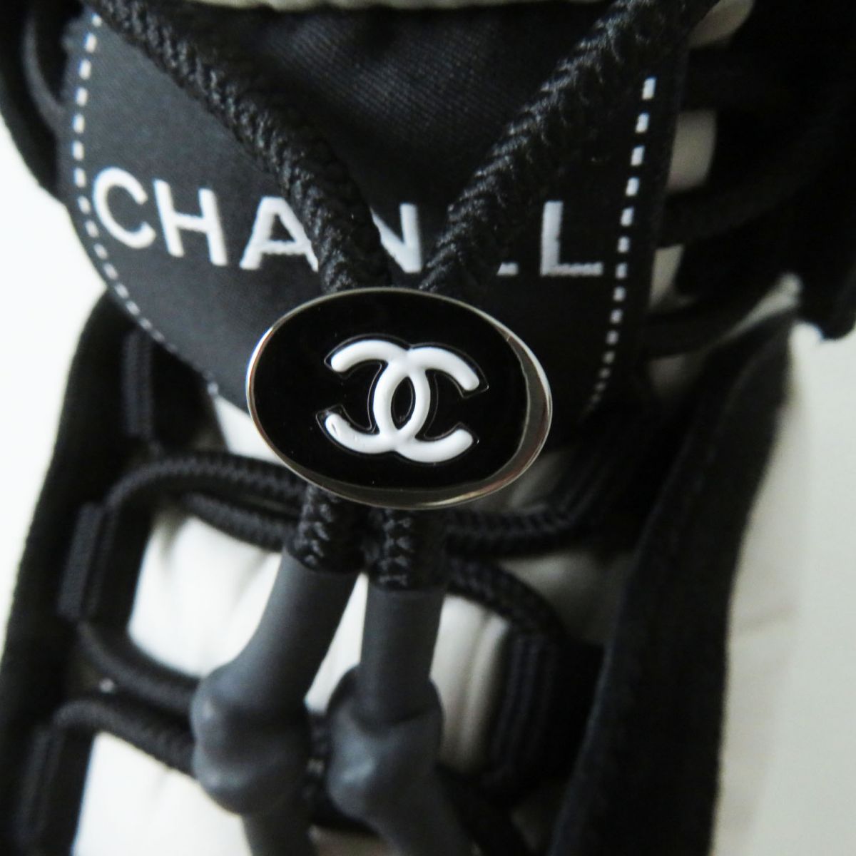 Chanel COCO Mark Snow Boots Nylon Suede Black Gray