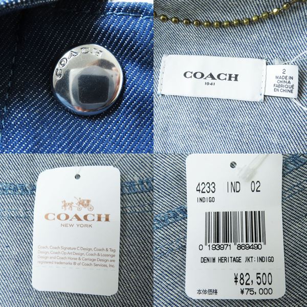 COACH Women's Denim Jacket with Lamb Leather