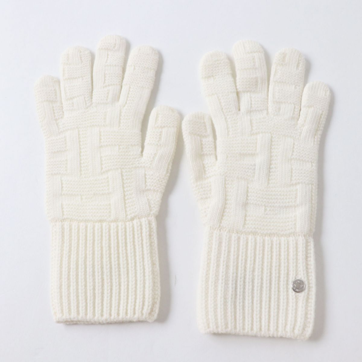 Hermes Women's Wool Knit Gloves White S