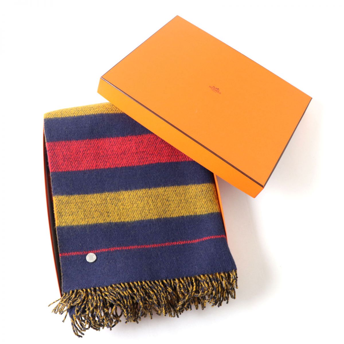 Hermes Wool Rocabar Blanket Navy/Yellow