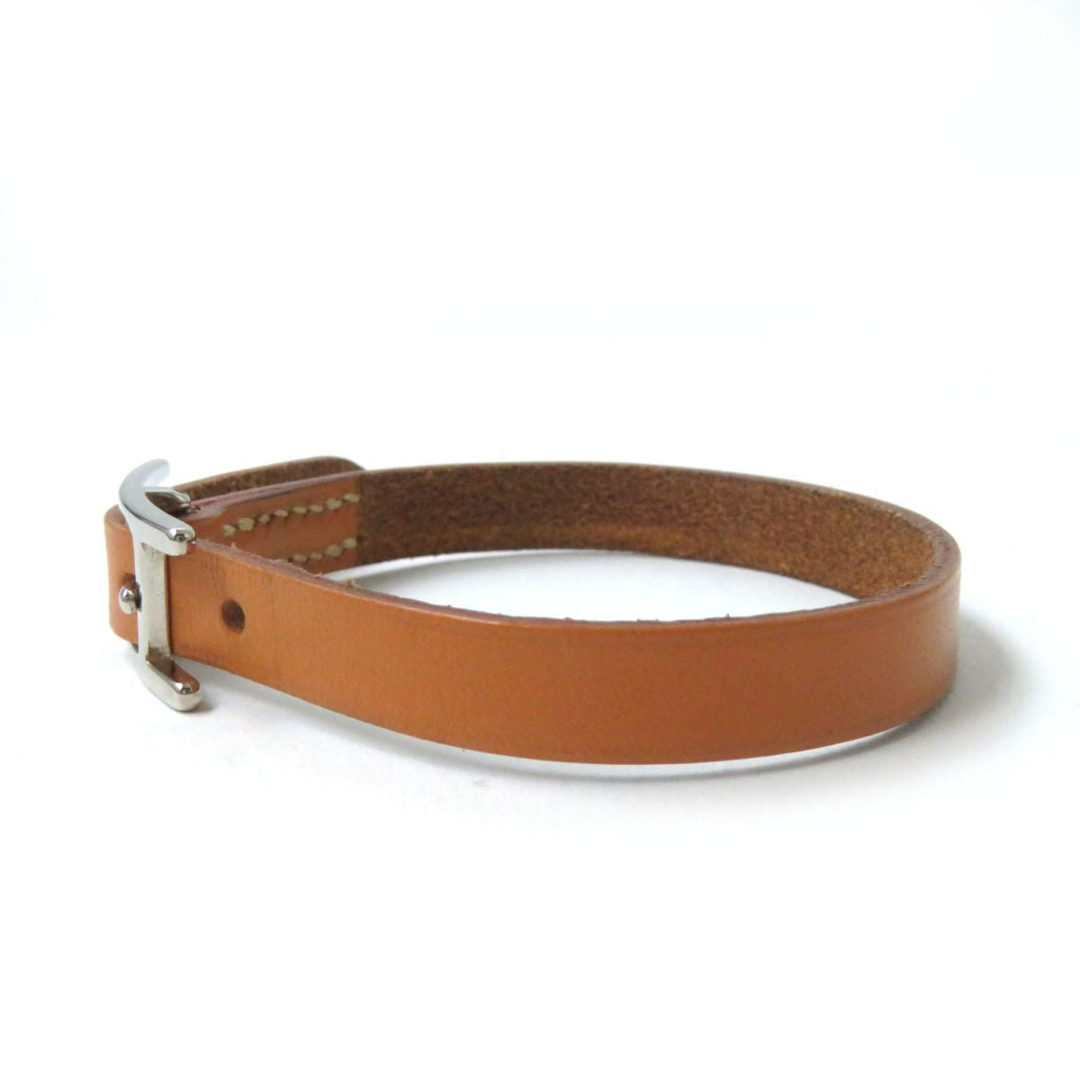 Hermes Leather API3 Bracelet Brown Silver