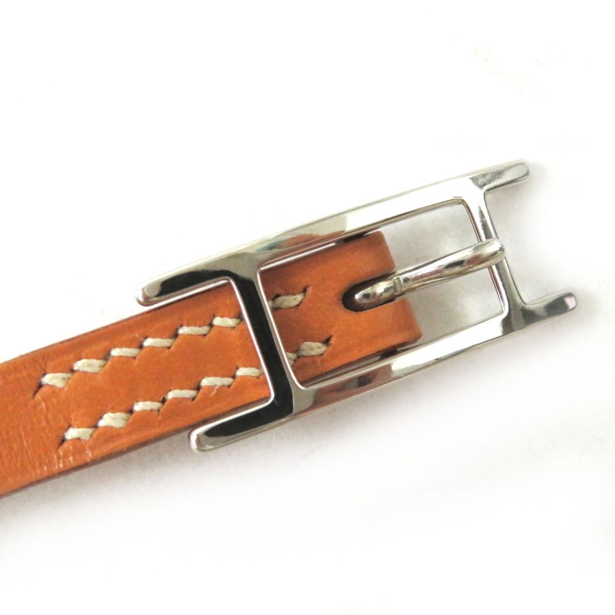 Hermes Leather API3 Bracelet Brown Silver