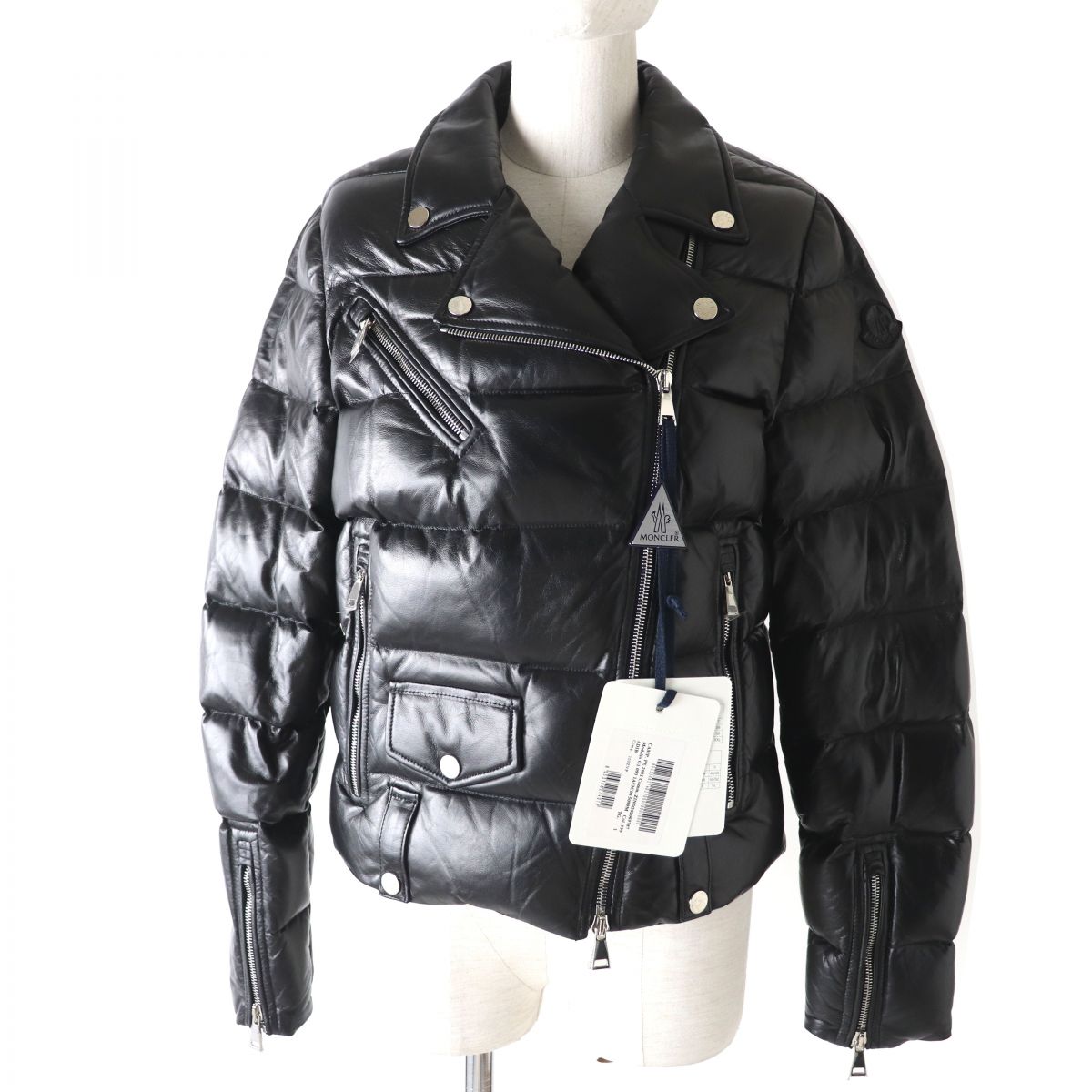 Moncler ADIB Leather Down Jacket Black