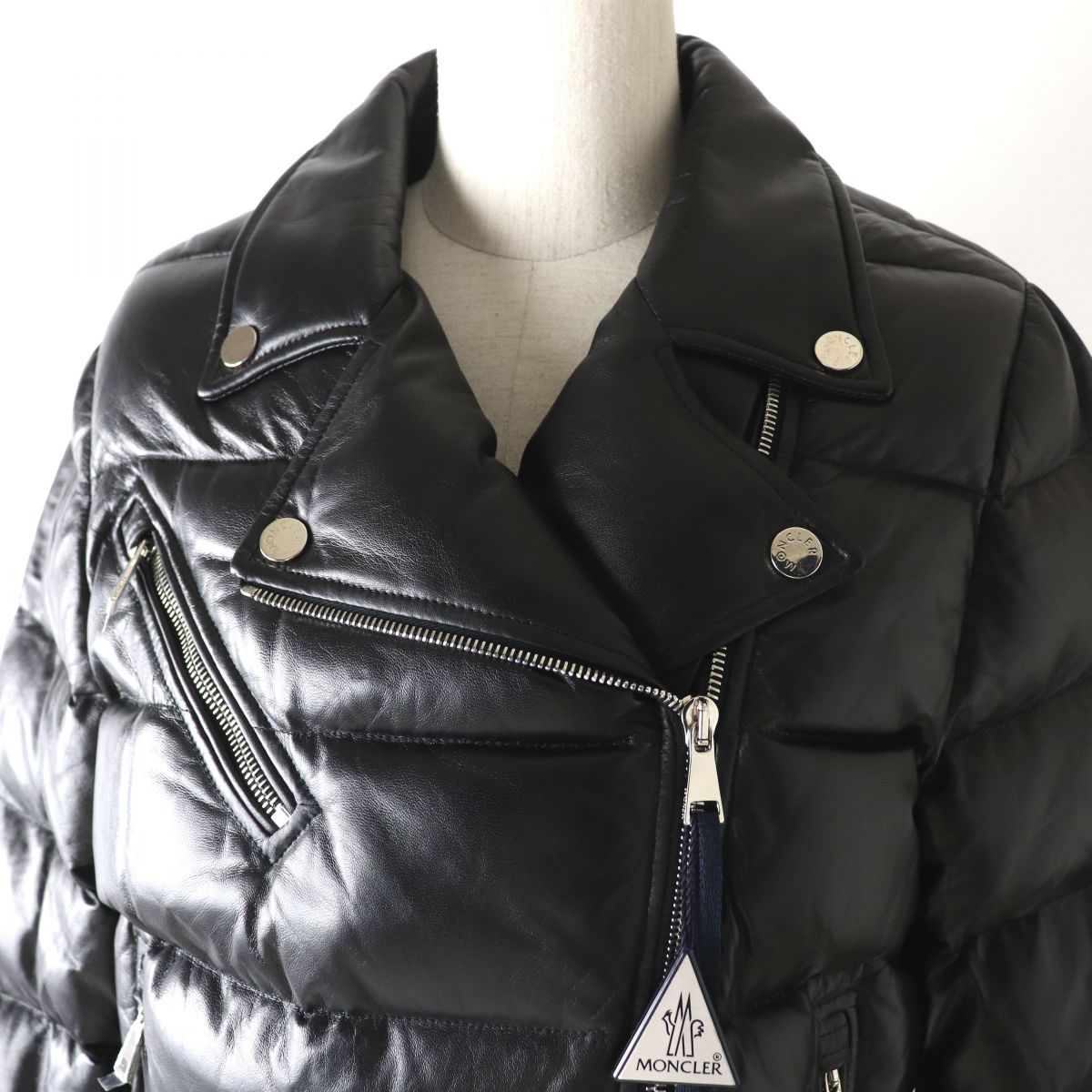 Moncler ADIB Leather Down Jacket Black