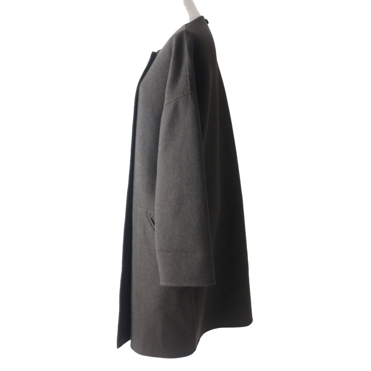 Hermes Women's 100% Cashmere No-Collar Long Coat