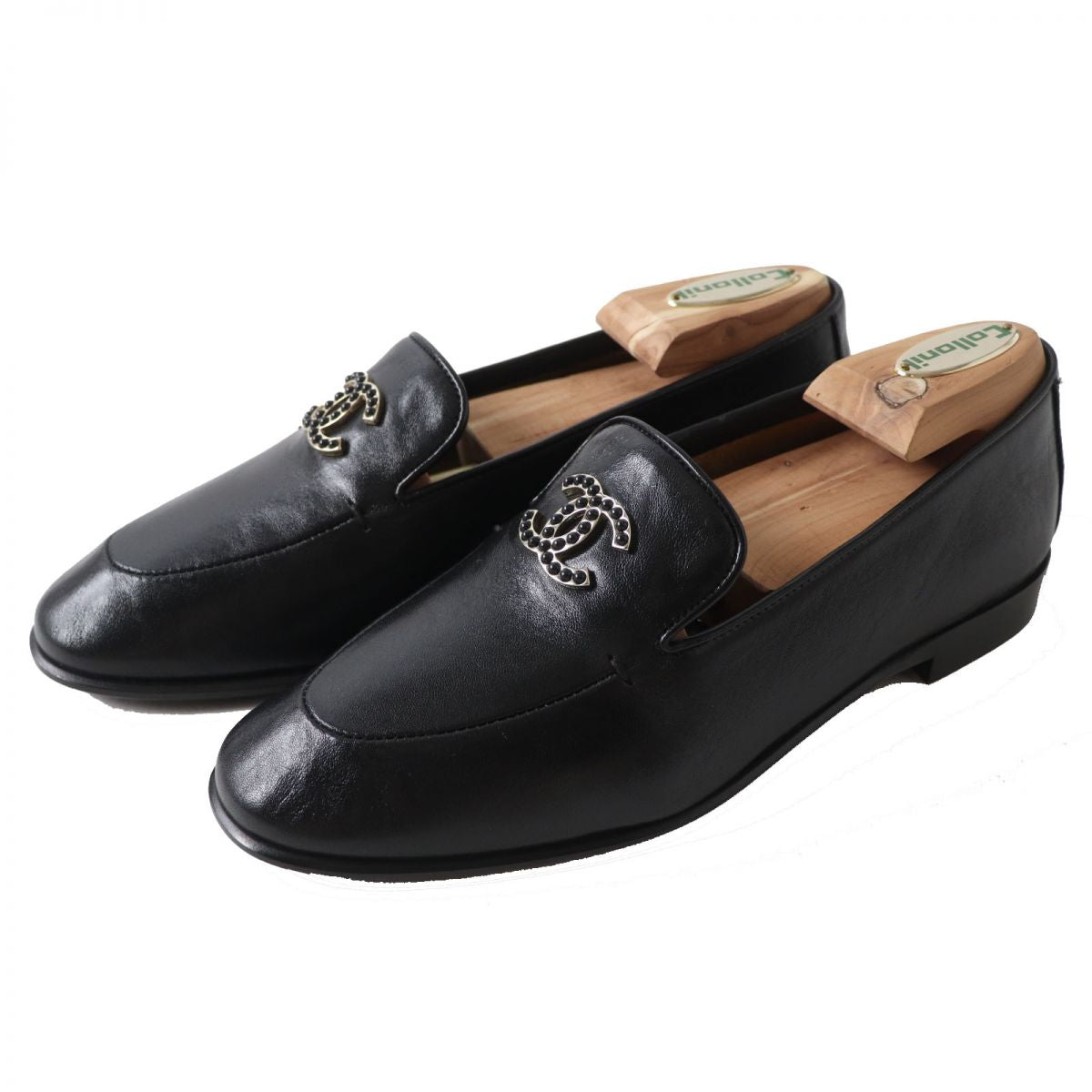 Chanel COCO Mark Calfskin Loafers Black