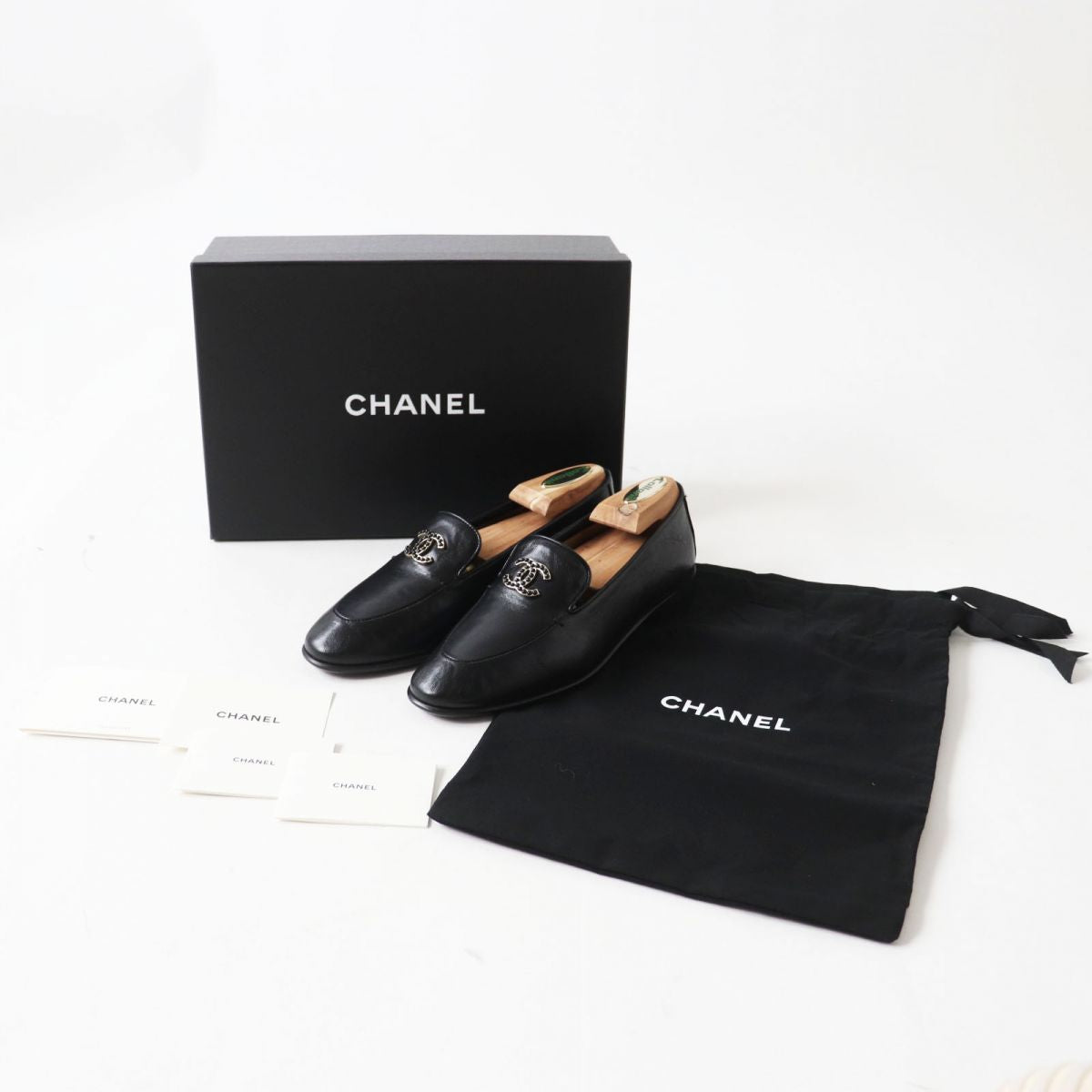 Chanel COCO Mark Calfskin Loafers Black