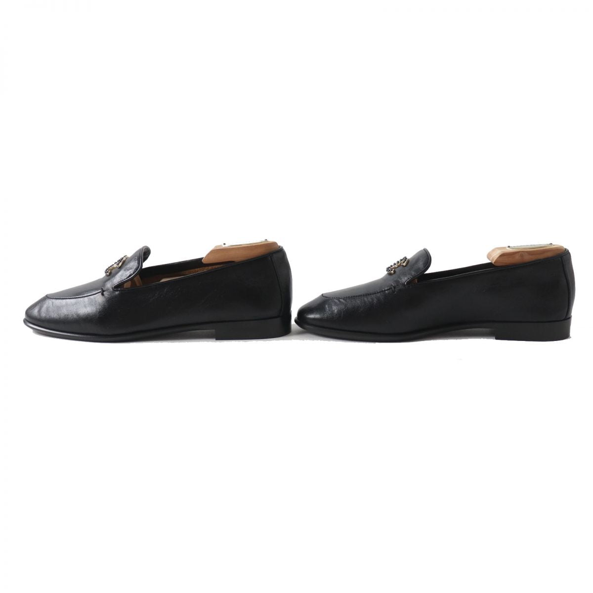 Chanel COCO Mark Calfskin Loafers Black