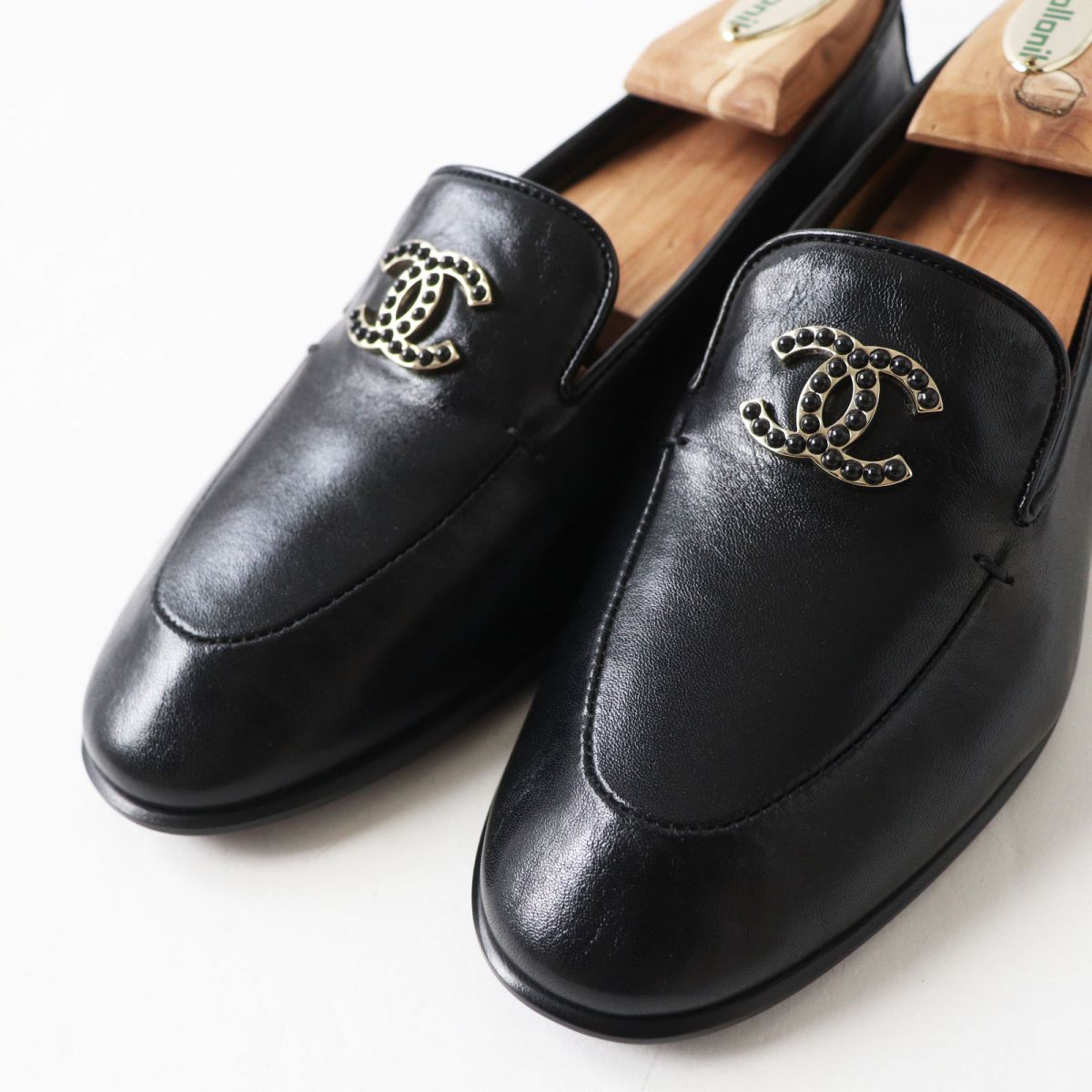 Chanel COCO Mark Calfskin Loafers Black