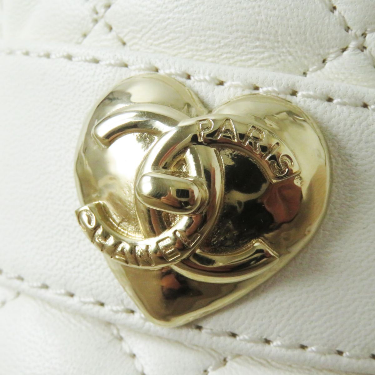 Chanel Lambskin Heart Turnlock Loafers White