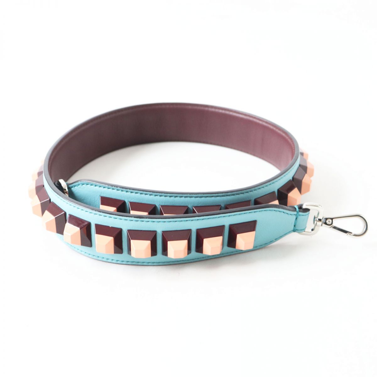 Fendi Leather Turquoise Shoulder Strap Rockstuds