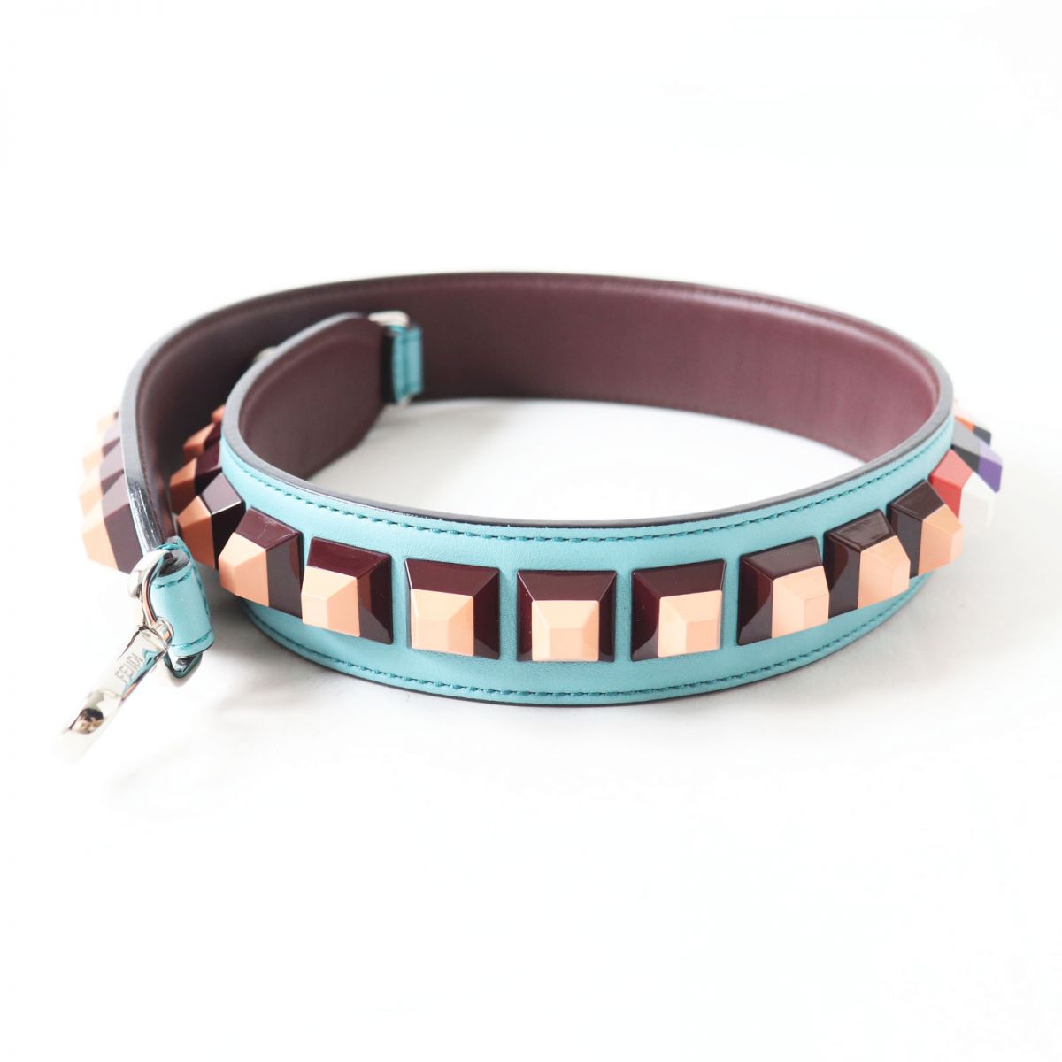 Fendi Leather Turquoise Shoulder Strap Rockstuds