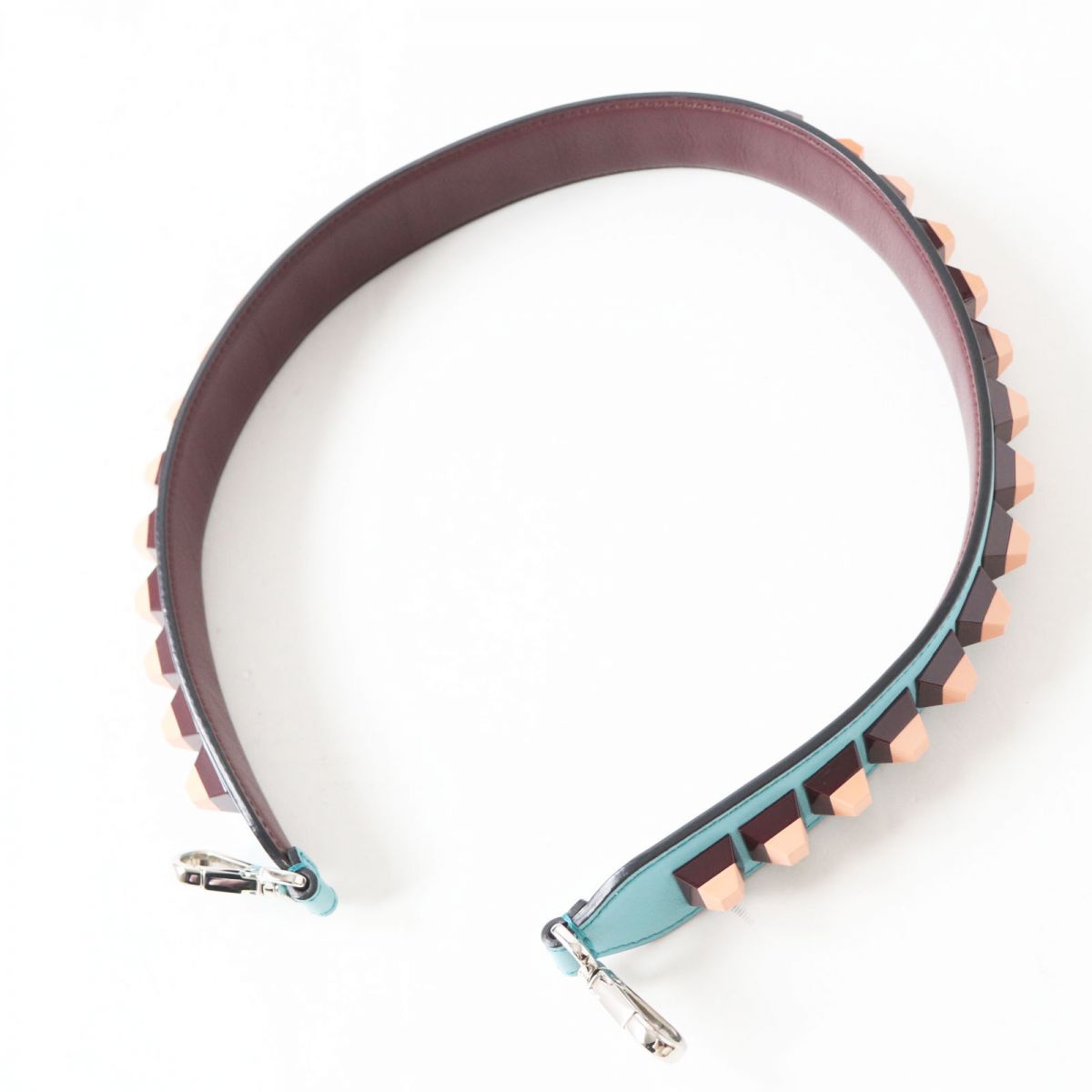 Fendi Leather Turquoise Shoulder Strap Rockstuds