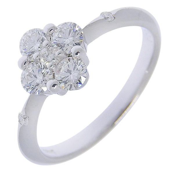 Au750 White Gold Flower Motif Diamond Ring
