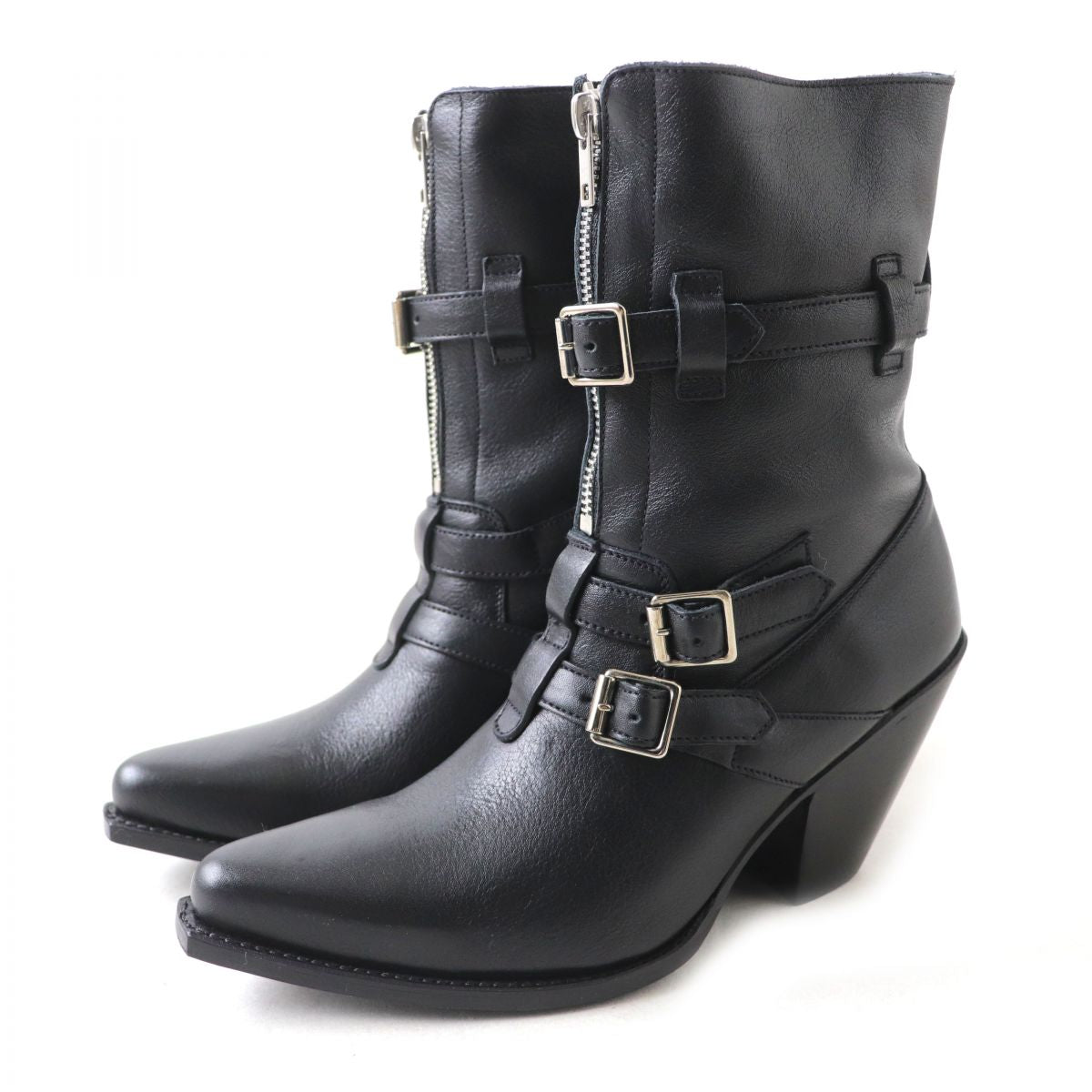 Celine Leather Medium Boots Black Size 36