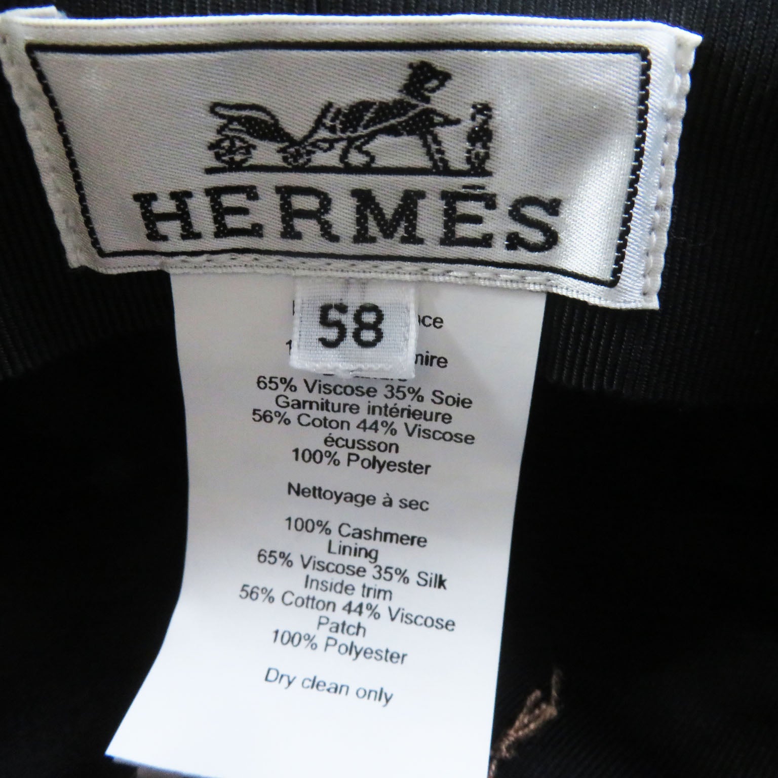 Hermes Deauville Silver Hat Black 58