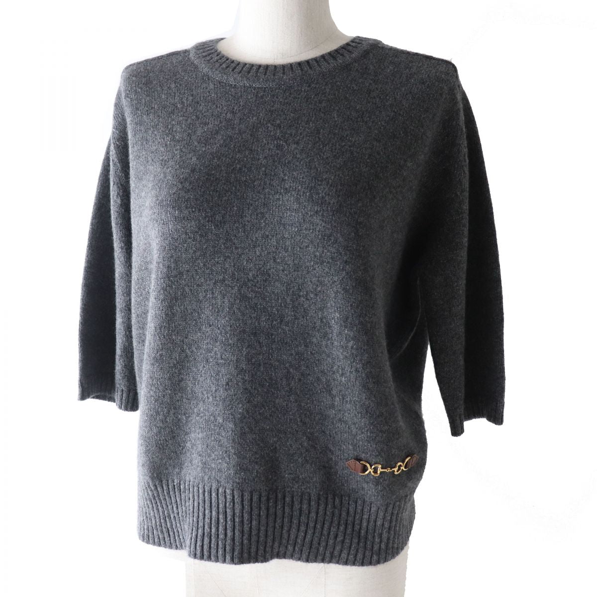 Gucci Cashmere Horsebit Knit Pullover Gray L