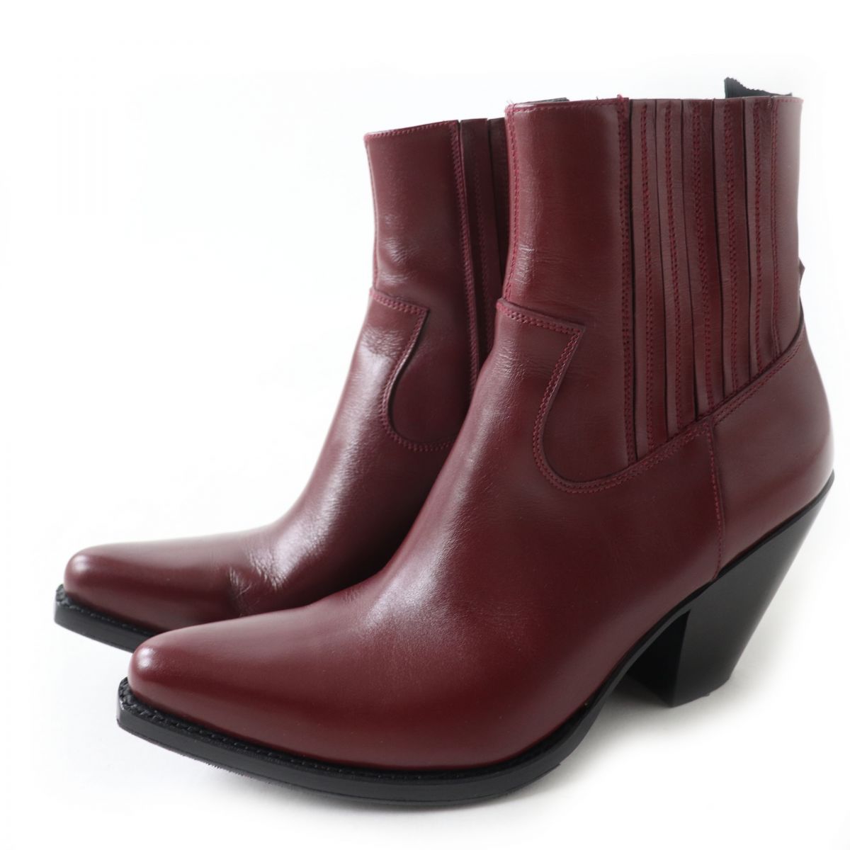 Celine Women's Calfskin Side Gore Boots Bordeaux