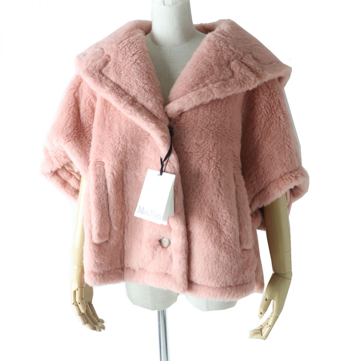 MaxMara Teddy Bear Cape Coat Pink ML