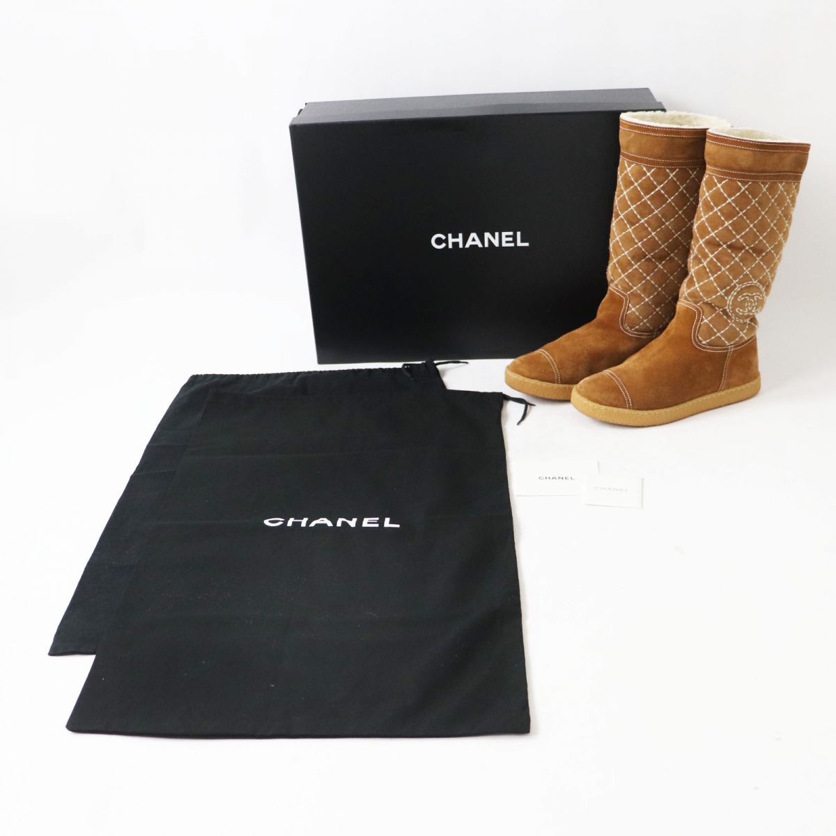 Chanel Suede Long Mouton Boots COCO Mark