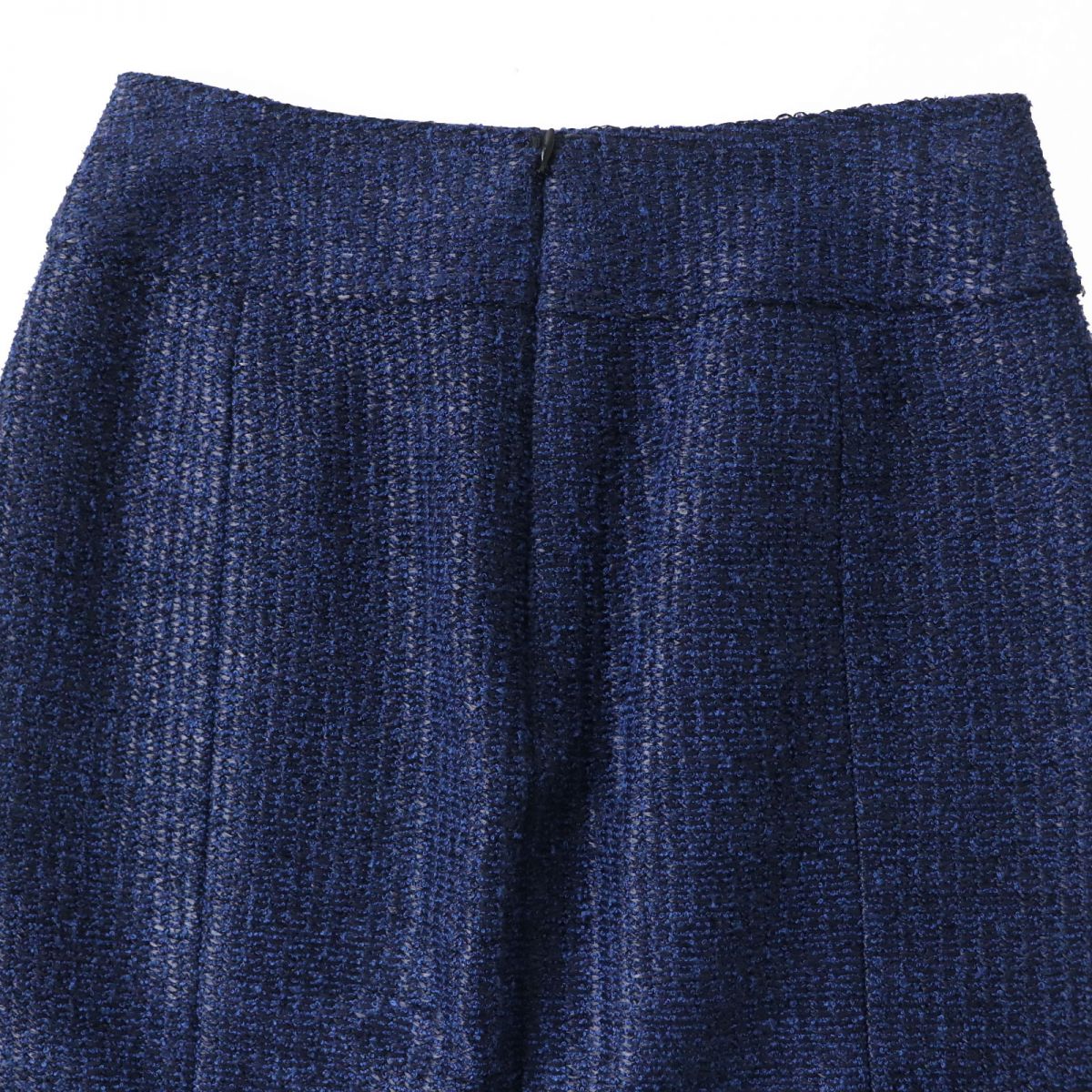 Chanel Tweed Tight Skirt Blue Black 34