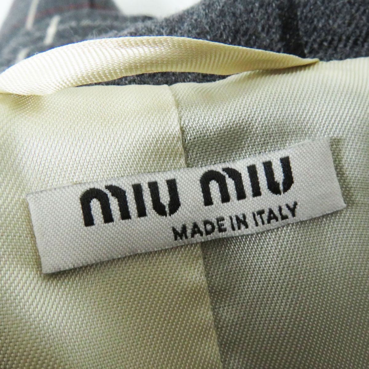 Miu Miu Women's Wool Coat Gold Buttons Check