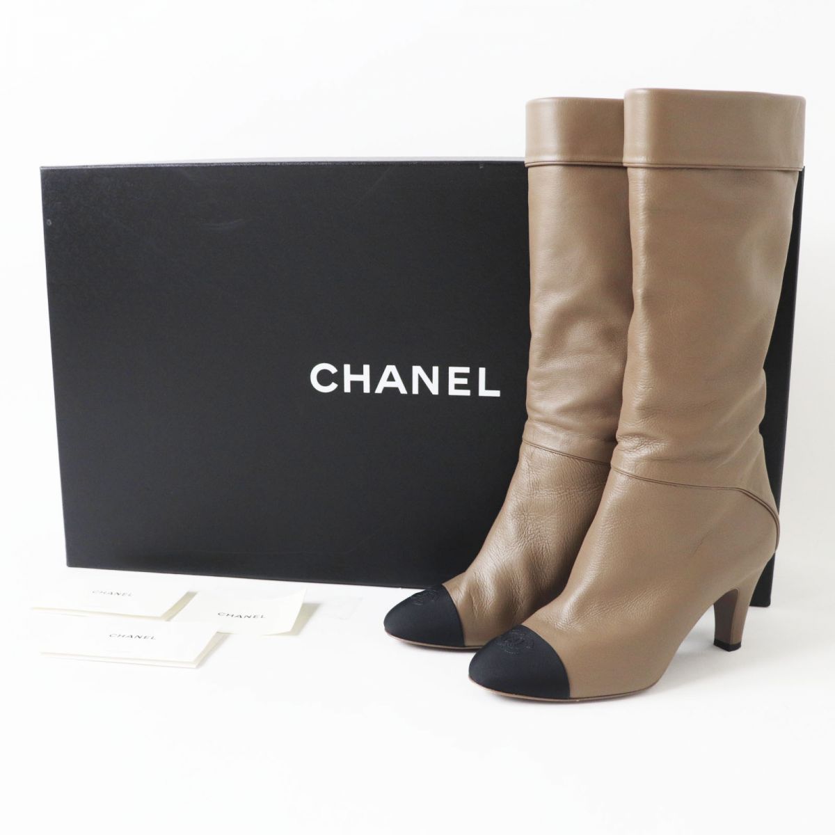 Chanel COCO Mark Leather Long Boots 37.5