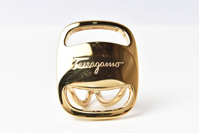 Salvatore Ferragamo Metal Scarf Ring W2.8×H3.6cm in Great Condition