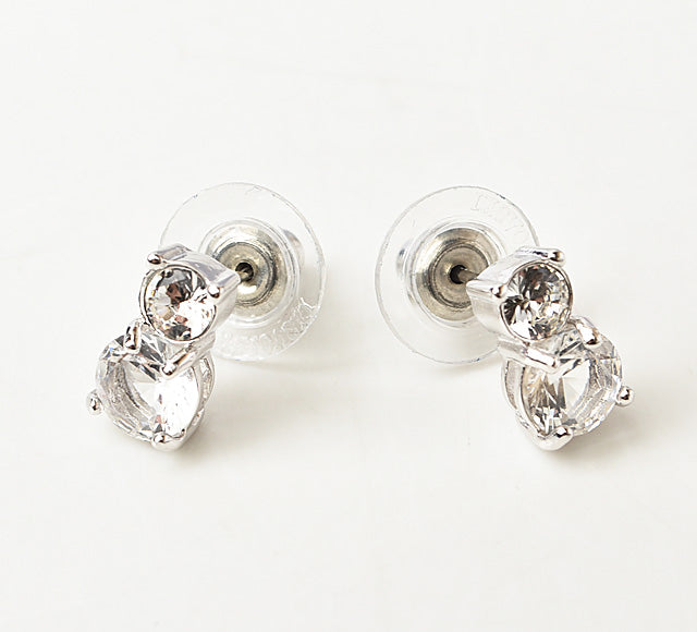 Swarovski Crystal Rhodium Coated Earrings, Silver/White, 0.6×1.0cm in Pristine Condition