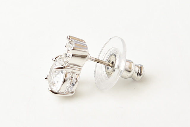 Swarovski Crystal Rhodium Coated Earrings, Silver/White, 0.6×1.0cm in Pristine Condition