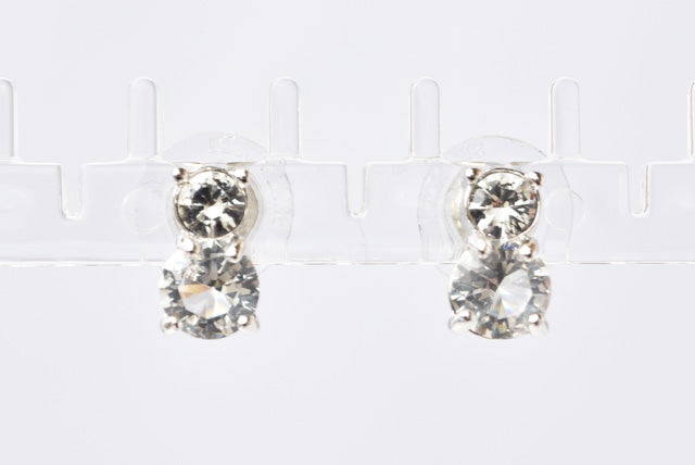 Swarovski Crystal Rhodium Coated Earrings, Silver/White, 0.6×1.0cm in Pristine Condition