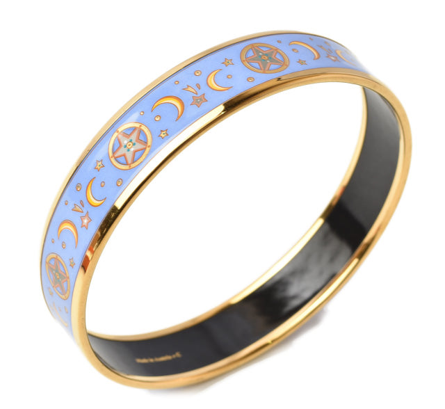 Hermes Enamel Bangle/Bracelet Astrology Royal Blue/Gold in Great Condition