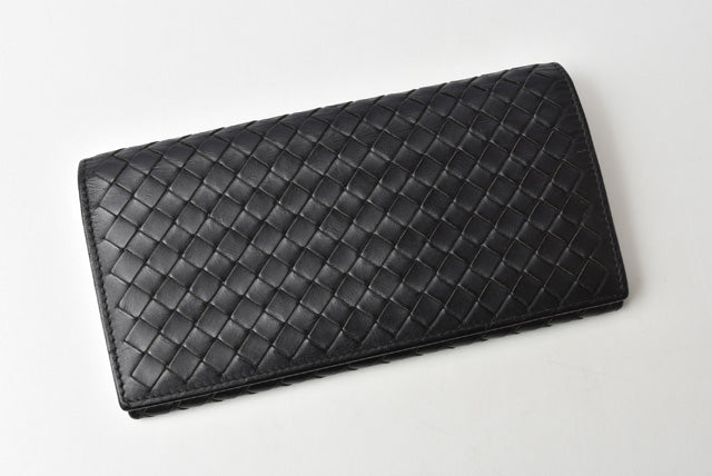 Bottega Veneta Leather Long Wallet 156819 Black