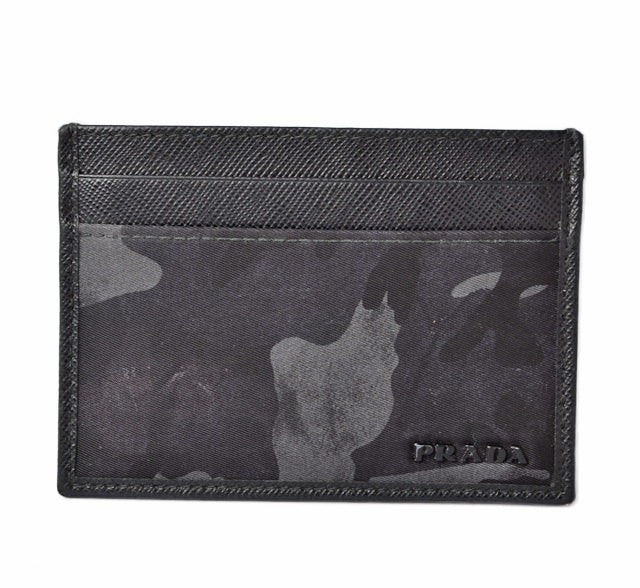 Prada Card Case 2M1149 Black/Dark Blue in Great Condition