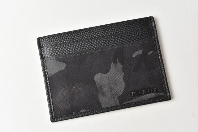 Prada Card Case 2M1149 Black/Dark Blue in Great Condition